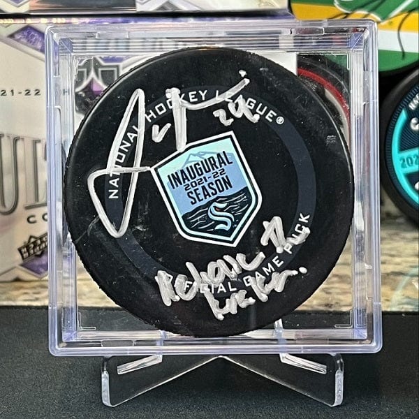 Seattle Kraken Hockey Puck Autographed & Inscribed By Jamie Oleksiak Raffle Tickets