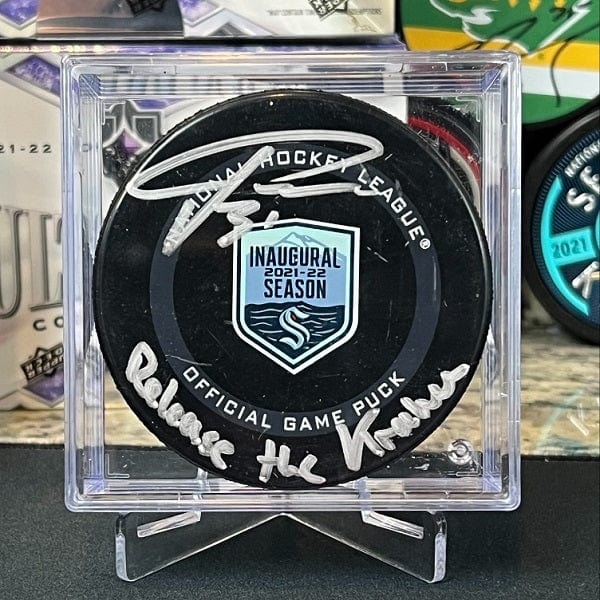 Seattle Kraken Hockey Puck Autographed & Inscribed By Philipp Grubauer Raffle Tickets