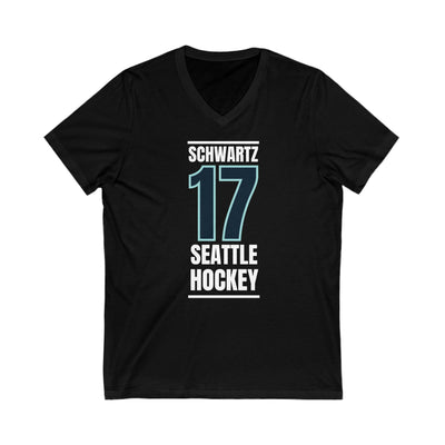 V-neck Schwartz 17 Seattle Hockey Black Vertical Design Unisex V-Neck Tee