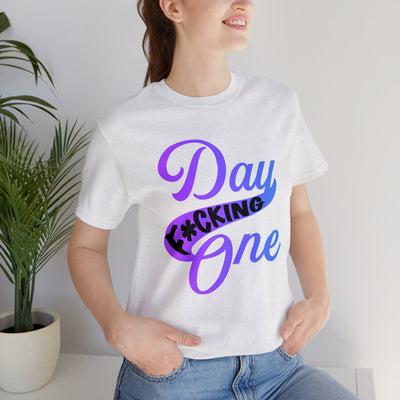 T-Shirt "Day F*cking One" Retro Design Gradient Colors Unisex T-shirt