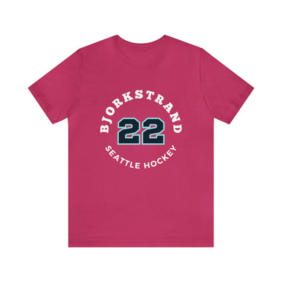 T-Shirt Bjorkstrand 22 Seattle Hockey Number Arch Design Unisex T-Shirt