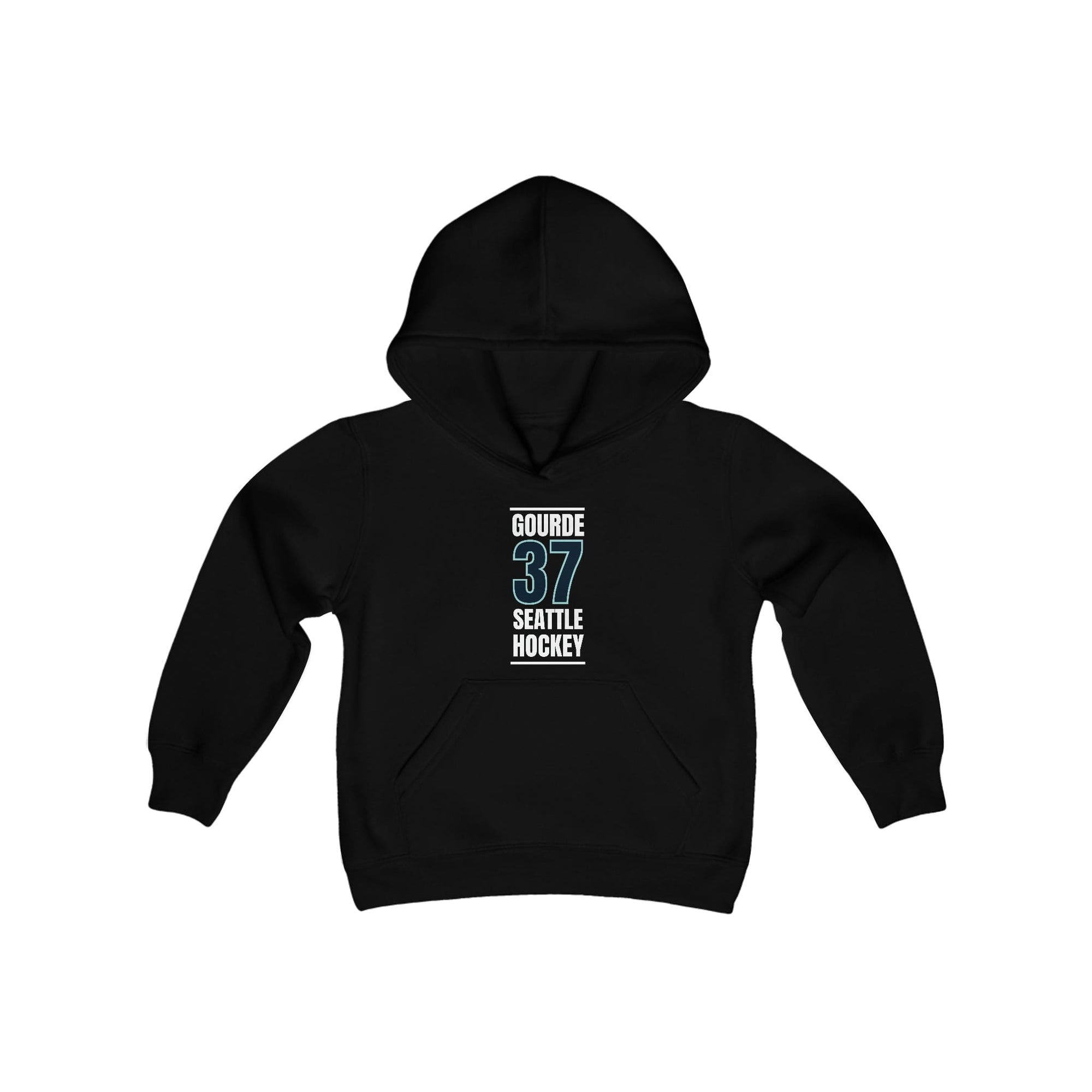 Kids clothes Gourde 37 Seattle Hockey Black Vertical Design Youth Hooded Sweatshirt