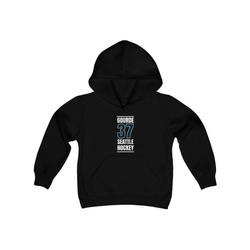 Kids clothes Gourde 37 Seattle Hockey Black Vertical Design Youth Hooded Sweatshirt