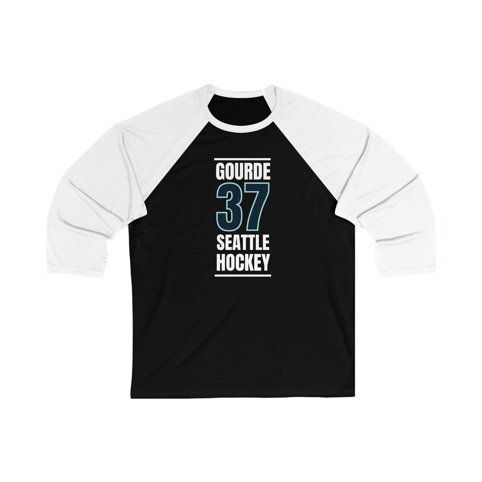 Long-sleeve Gourde 37 Seattle Hockey Black Vertical Design Unisex Tri-Blend 3/4 Sleeve Raglan Baseball Shirt