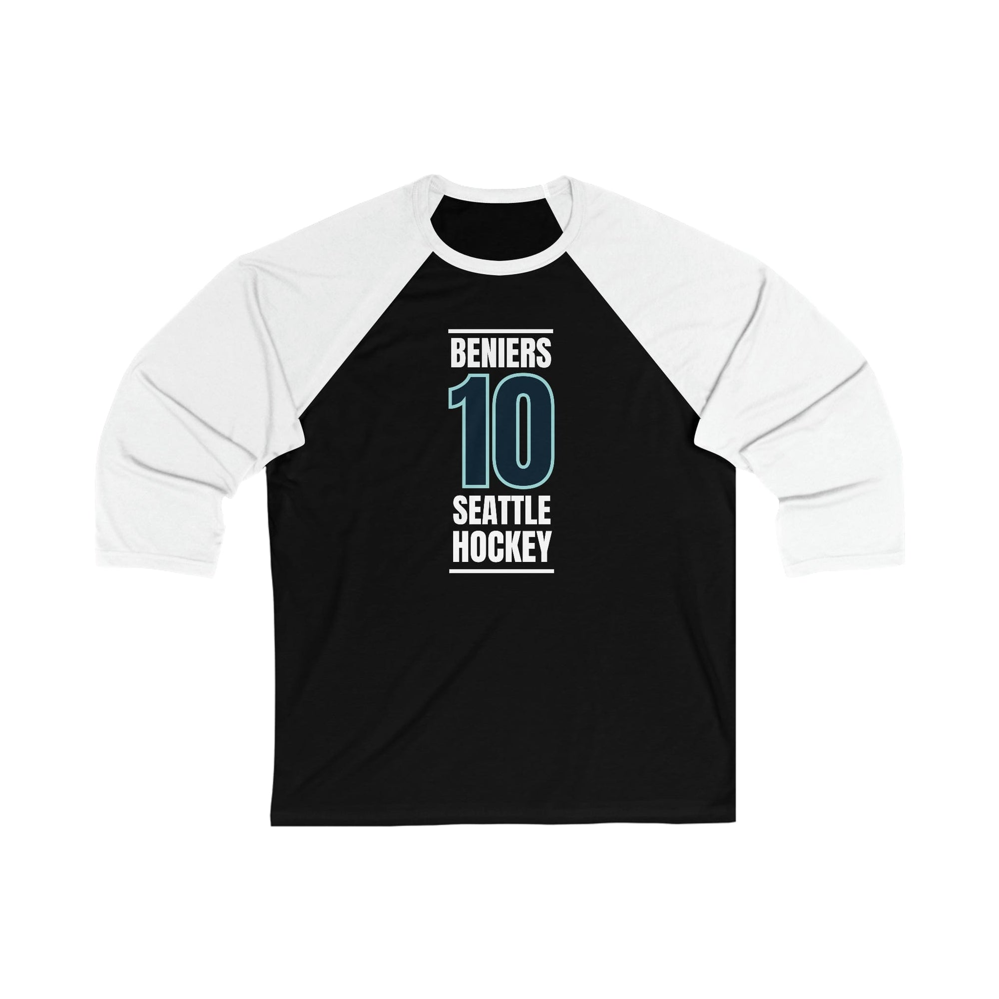 Long-sleeve Beniers 10 Seattle Hockey Black Vertical Design Unisex Tri-Blend 3/4 Sleeve Raglan Baseball Shirt