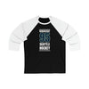 Long-sleeve Burakovsky 95 Seattle Hockey Black Vertical Design Unisex Tri-Blend 3/4 Sleeve Raglan Baseball Shirt