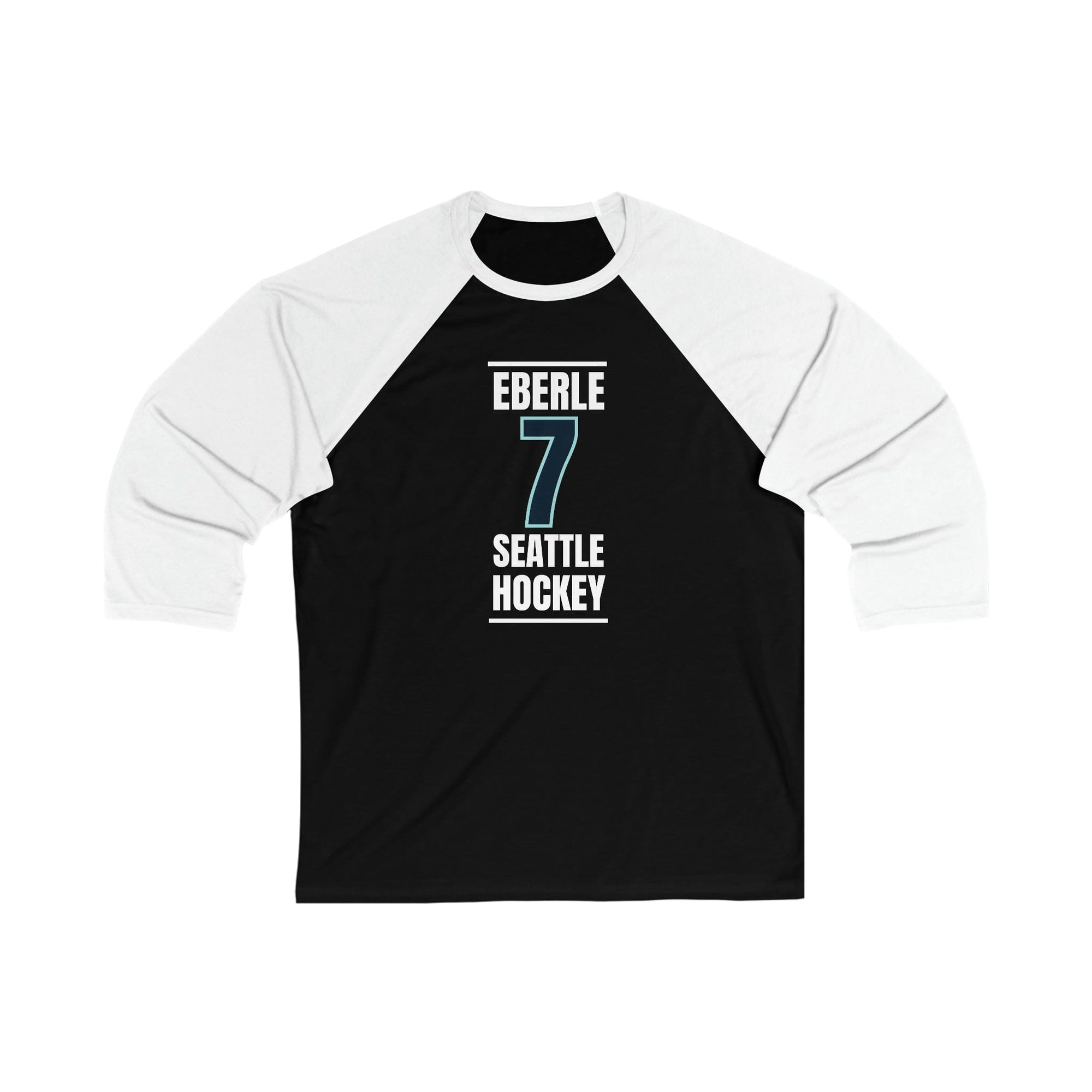 Long-sleeve Eberle 7 Seattle Hockey Black Vertical Design Unisex Tri-Blend 3/4 Sleeve Raglan Baseball Shirt