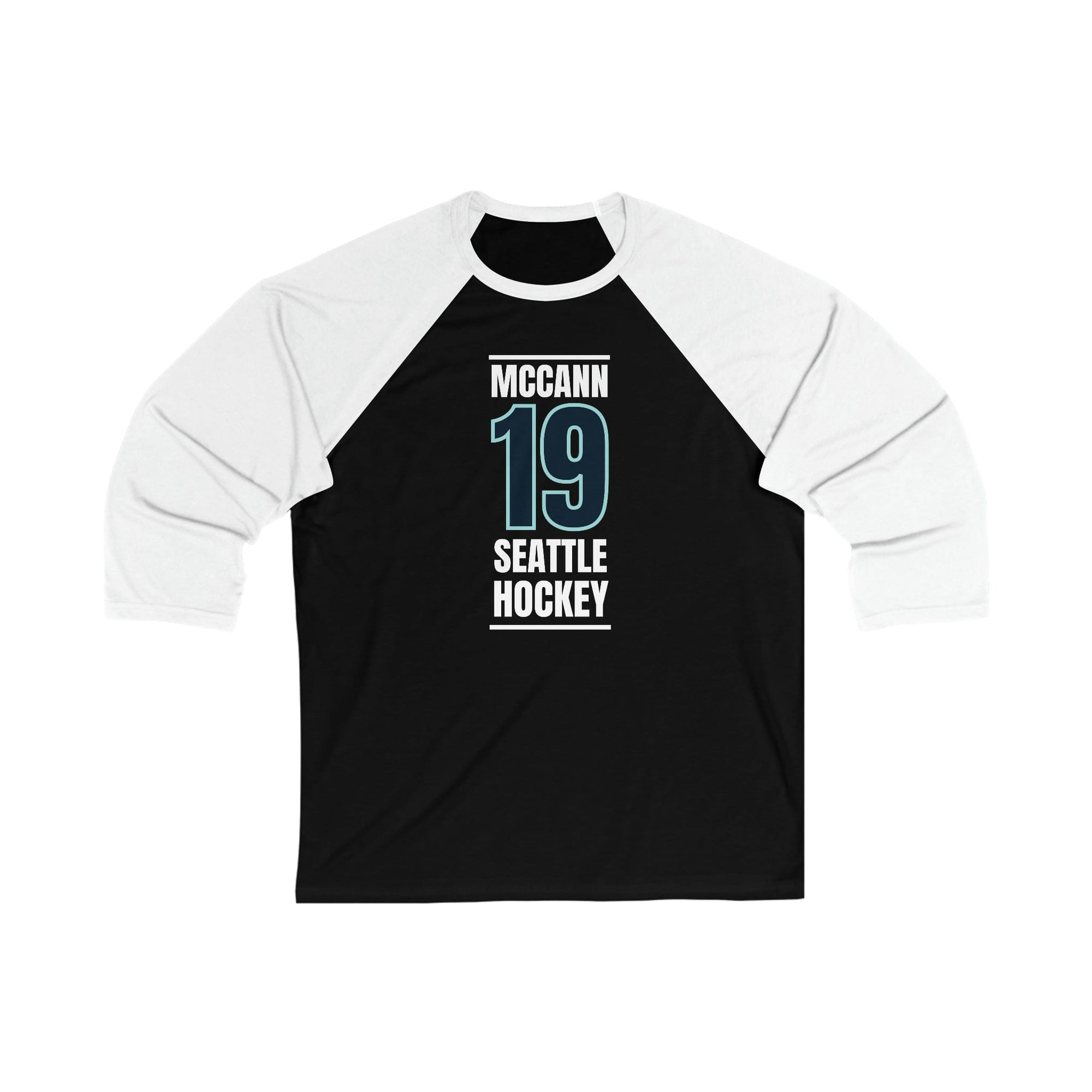 Long-sleeve McCann 19 Seattle Hockey Black Vertical Design Unisex Tri-Blend 3/4 Sleeve Raglan Baseball Shirt