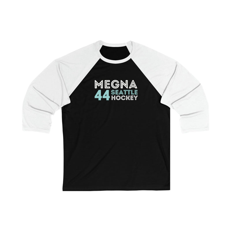 Long-sleeve Megna 44 Seattle Hockey Grafitti Wall Design Unisex Tri-Blend 3/4 Sleeve Raglan Baseball Shirt