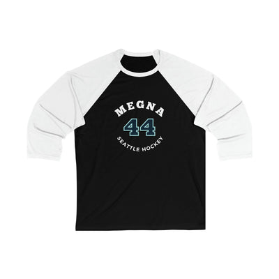 Long-sleeve Megna 44 Seattle Hockey Number Arch Design Unisex Tri-Blend 3/4 Sleeve Raglan Baseball Shirt