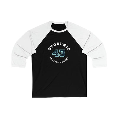 Long-sleeve Studenic 43 Seattle Hockey Number Arch Design Unisex Tri-Blend 3/4 Sleeve Raglan Baseball Shirt