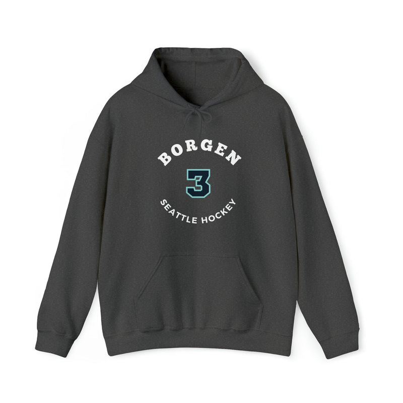 Hoodie Borgen 3 Seattle Hockey Number Arch Design Unisex Hooded Sweatshirt