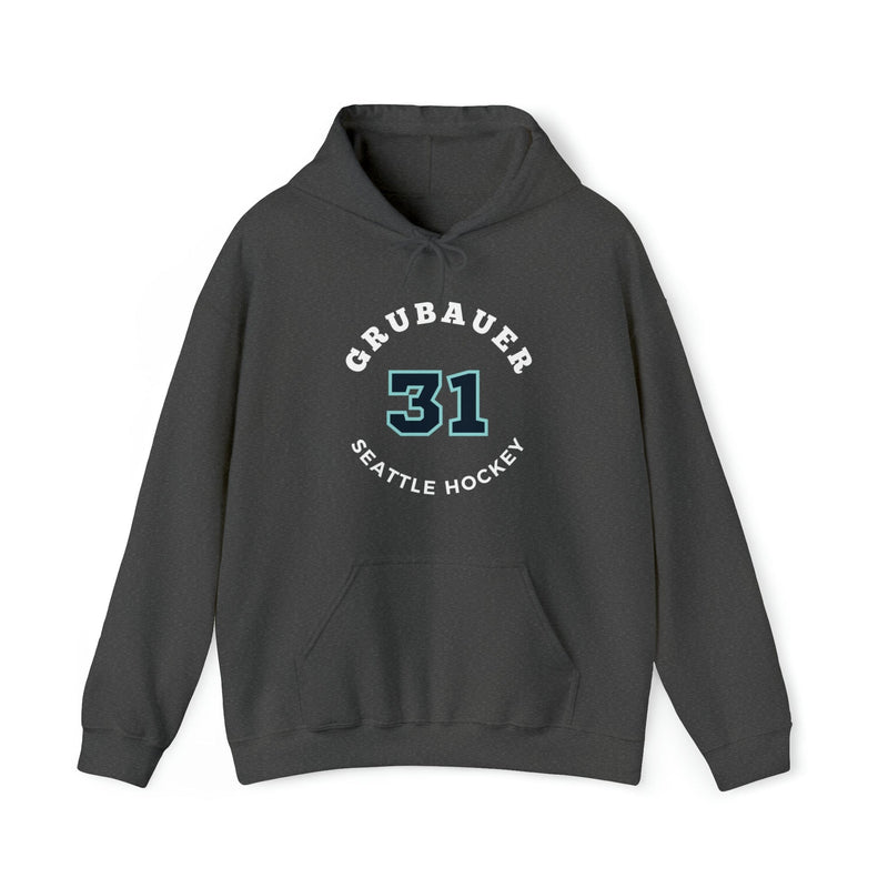Hoodie Grubauer 31 Seattle Hockey Number Arch Design Unisex Hooded Sweatshirt