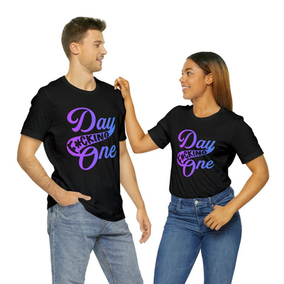 T-Shirt "Day F*cking One" Retro Design Gradient Colors Unisex T-shirt