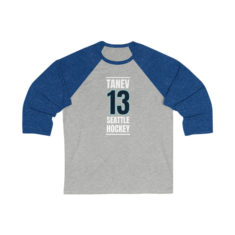 Long-sleeve Tanev 13 Seattle Hockey Black Vertical Design Unisex Tri-Blend 3/4 Sleeve Raglan Baseball Shirt