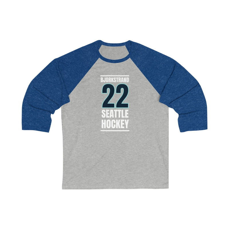 Long-sleeve Bjorkstrand 22 Seattle Hockey Black Vertical Design Unisex Tri-Blend 3/4 Sleeve Raglan Baseball Shirt