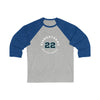 Long-sleeve Bjorkstrand 22 Seattle Hockey Number Arch Design Unisex Tri-Blend 3/4 Sleeve Raglan Baseball Shirt