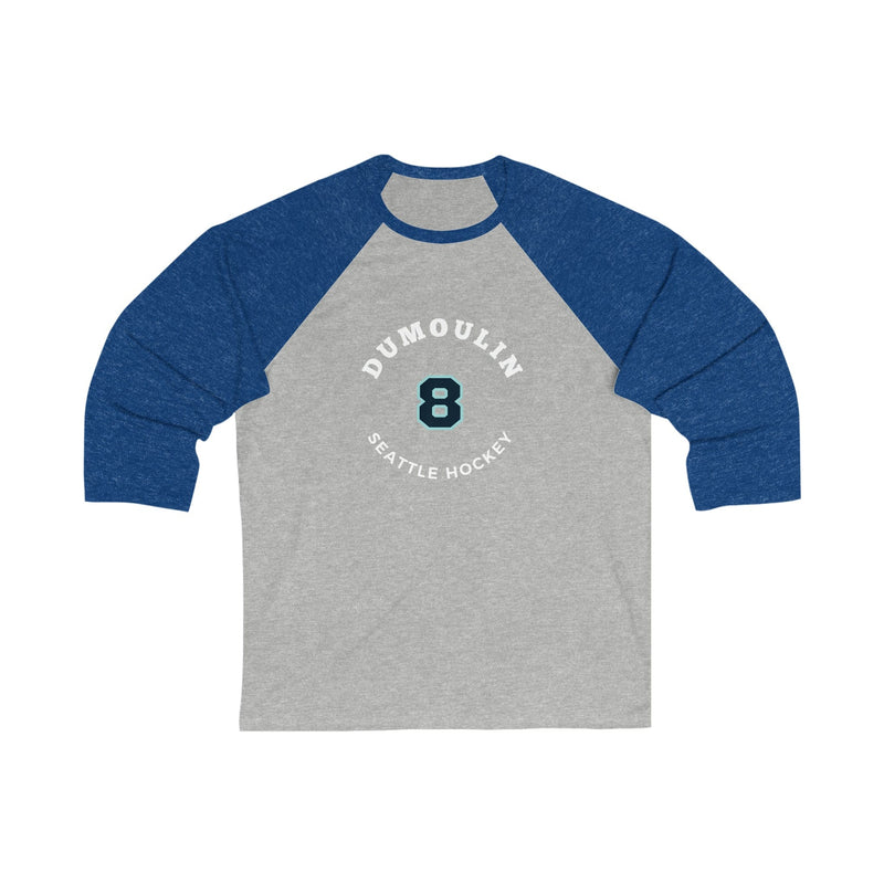 Long-sleeve Dumoulin 8 Seattle Hockey Number Arch Design Unisex Tri-Blend 3/4 Sleeve Raglan Baseball Shirt