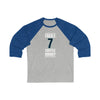 Long-sleeve Eberle 7 Seattle Hockey Black Vertical Design Unisex Tri-Blend 3/4 Sleeve Raglan Baseball Shirt