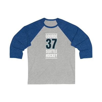 Long-sleeve Gourde 37 Seattle Hockey Black Vertical Design Unisex Tri-Blend 3/4 Sleeve Raglan Baseball Shirt