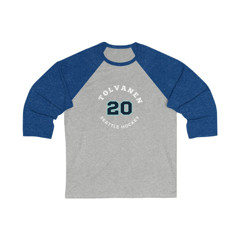 Long-sleeve Tolvanen 20 Seattle Hockey Number Arch Design Unisex Tri-Blend 3/4 Sleeve Raglan Baseball Shirt