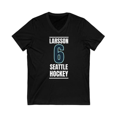 V-neck Larsson 6 Seattle Hockey Black Vertical Design Unisex V-Neck Tee