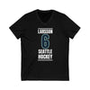 V-neck Larsson 6 Seattle Hockey Black Vertical Design Unisex V-Neck Tee