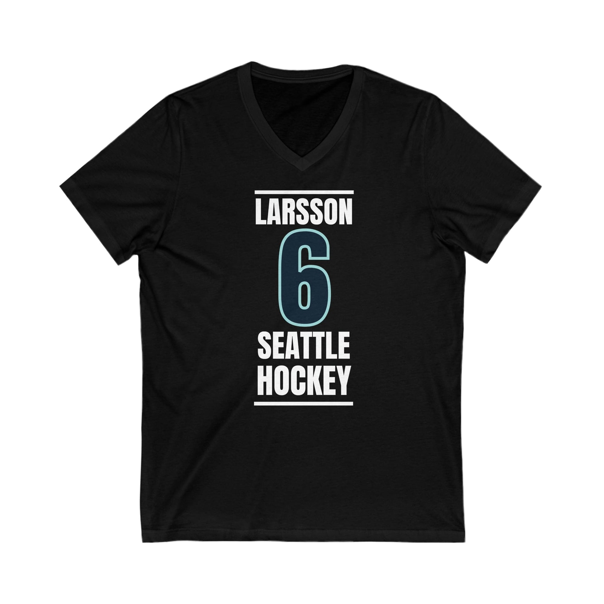 V-neck Larsson 6 Seattle Hockey Black Vertical Design Unisex V-Neck Tee