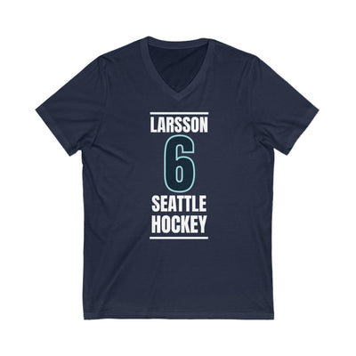 V-neck Larsson 6 Seattle Hockey Black Vertical Design Unisex V-Neck Tee