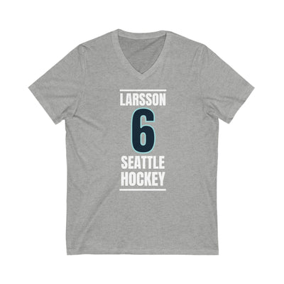 V-neck Larsson 6 Seattle Hockey Black Vertical Design Unisex V-Neck Tee