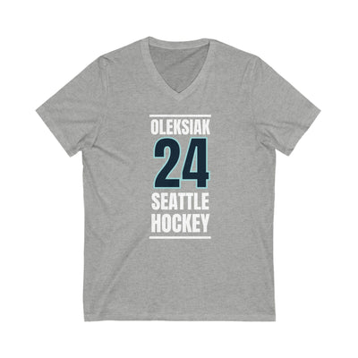 V-neck Oleksiak 24 Seattle Hockey Black Vertical Design Unisex V-Neck Tee