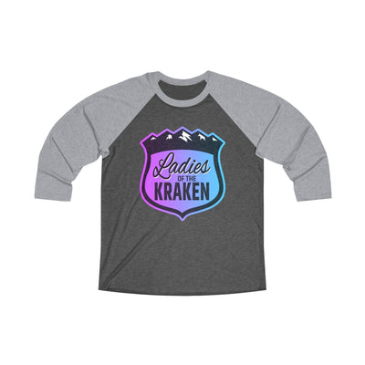 Long-sleeve Ladies Of The Kraken Gradient Colors Unisex Tri-Blend 3/4 Sleeve Raglan Baseball Shirt