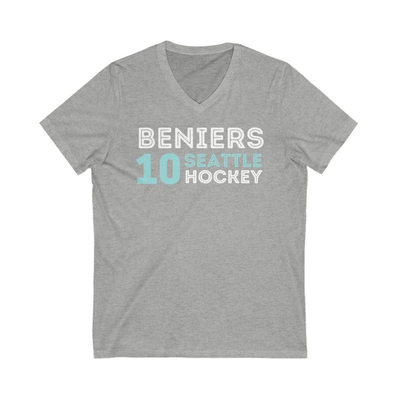 V-neck Beniers 10 Seattle Hockey Grafitti Wall Design Unisex V-Neck Tee