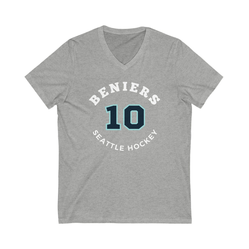 V-neck Beniers 10 Seattle Hockey Number Arch Design Unisex V-Neck Tee