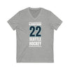 V-neck Bjorkstrand 22 Seattle Hockey Black Vertical Design Unisex V-Neck Tee