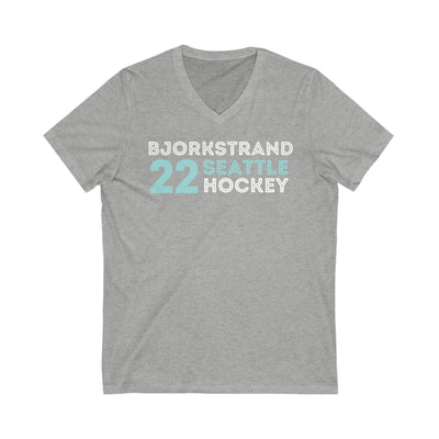 V-neck Bjorkstrand 22 Seattle Hockey Grafitti Wall Design Unisex V-Neck Tee