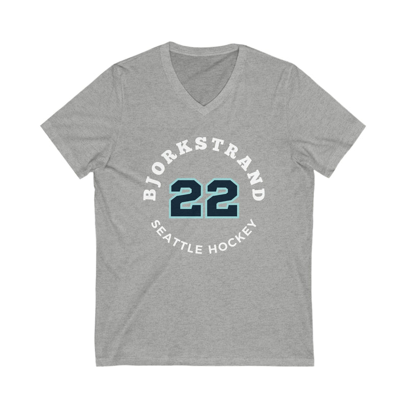 V-neck Bjorkstrand 22 Seattle Hockey Number Arch Design Unisex V-Neck Tee