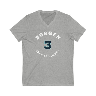 V-neck Borgen 3 Seattle Hockey Number Arch Design Unisex V-Neck Tee