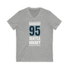 V-neck Burakovsky 95 Seattle Hockey Black Vertical Design Unisex V-Neck Tee