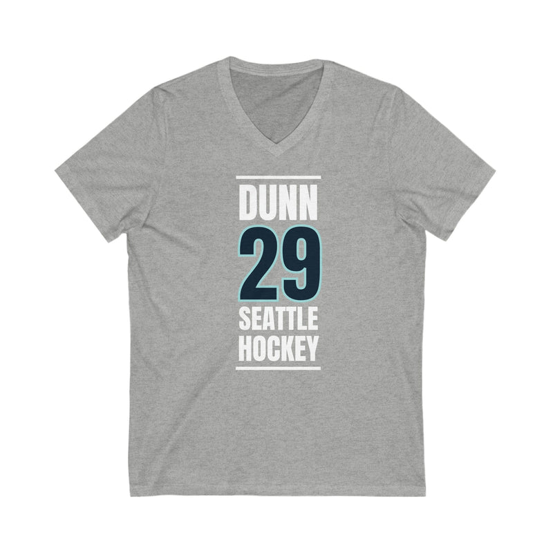 V-neck Dunn 29 Seattle Hockey Black Vertical Design Unisex V-Neck Tee