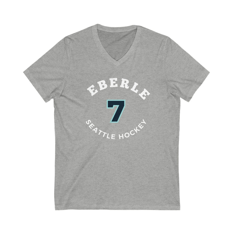 V-neck Eberle 7 Seattle Hockey Number Arch Design Unisex V-Neck Tee