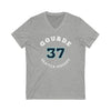 V-neck Gourde 37 Seattle Hockey Number Arch Design Unisex V-Neck Tee