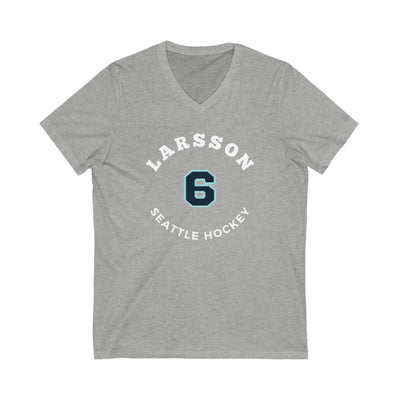 V-neck Larsson 6 Seattle Hockey Number Arch Design Unisex V-Neck Tee