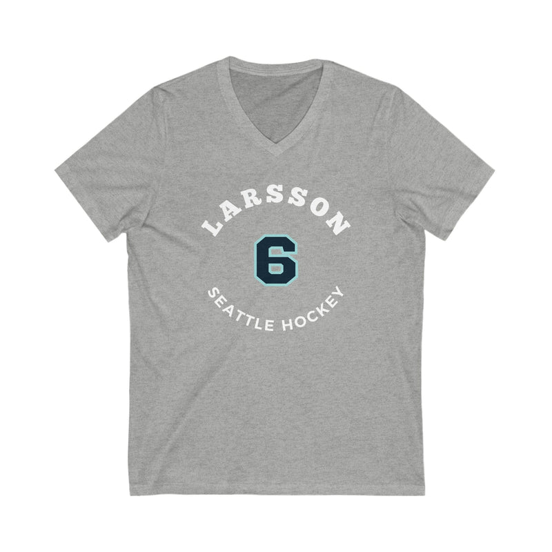 V-neck Larsson 6 Seattle Hockey Number Arch Design Unisex V-Neck Tee