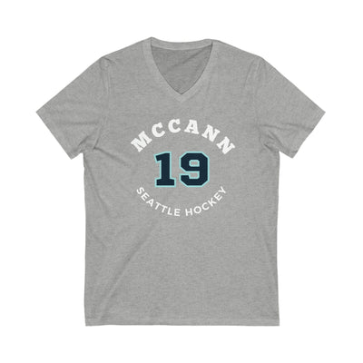 V-neck McCann 19 Seattle Hockey Number Arch Design Unisex V-Neck Tee