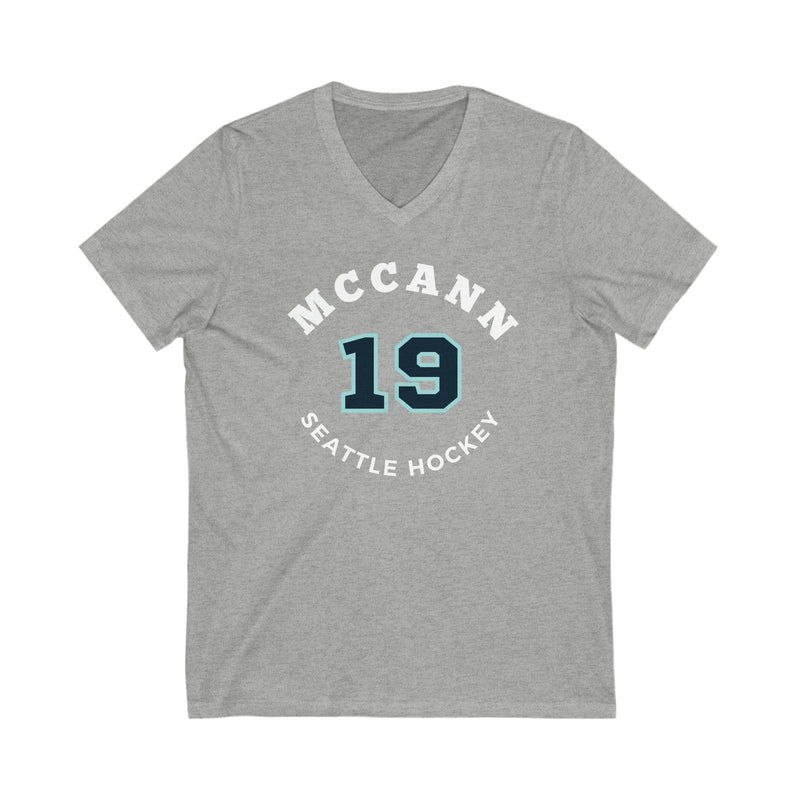 V-neck McCann 19 Seattle Hockey Number Arch Design Unisex V-Neck Tee