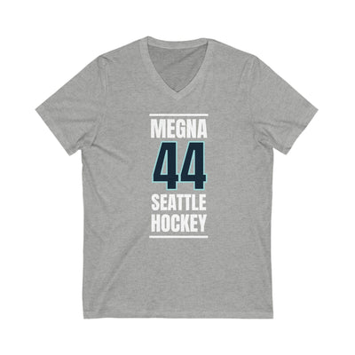 V-neck Megna 44 Seattle Hockey Black Vertical Design Unisex V-Neck Tee