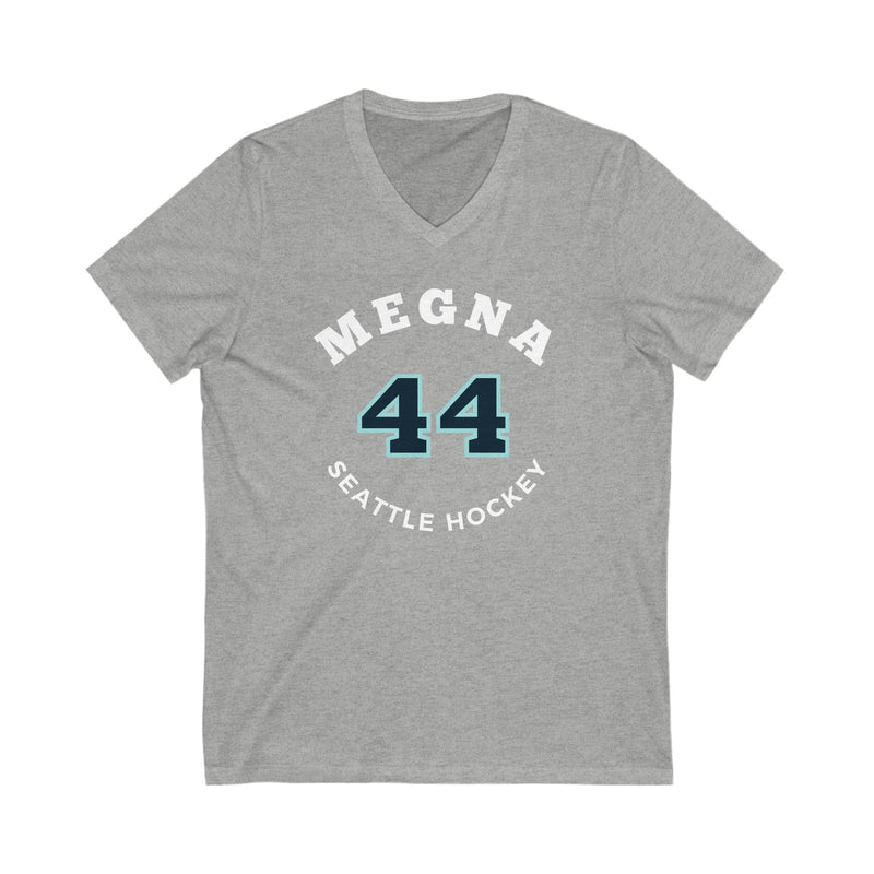 V-neck Megna 44 Seattle Hockey Number Arch Design Unisex V-Neck Tee