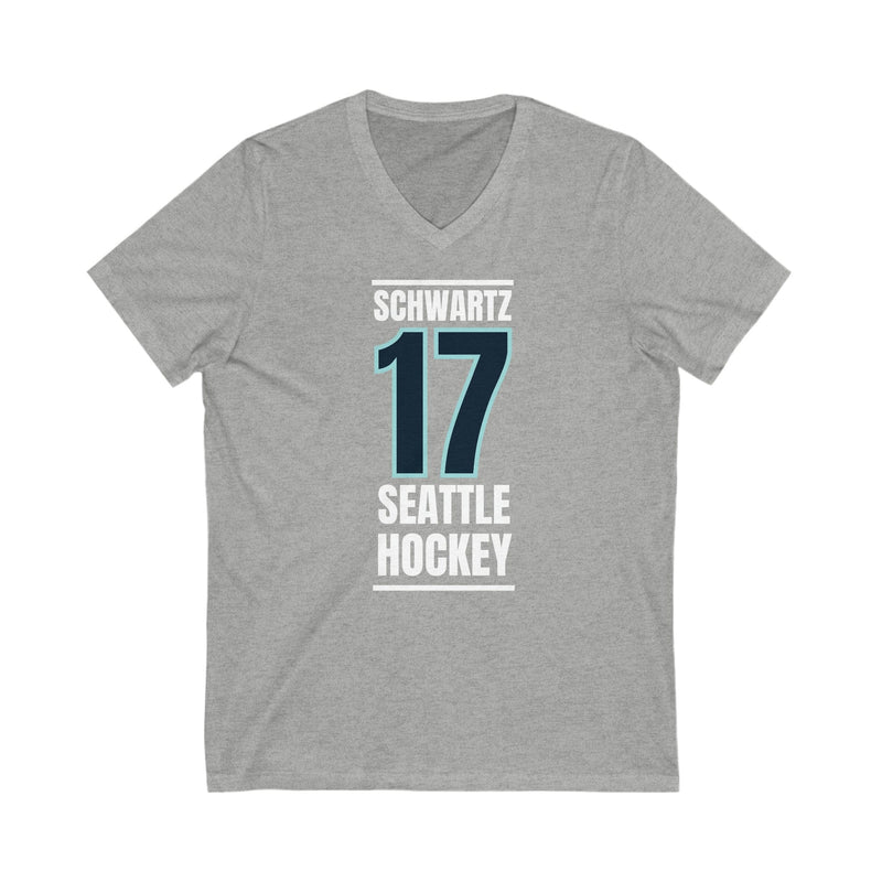 V-neck Schwartz 17 Seattle Hockey Black Vertical Design Unisex V-Neck Tee