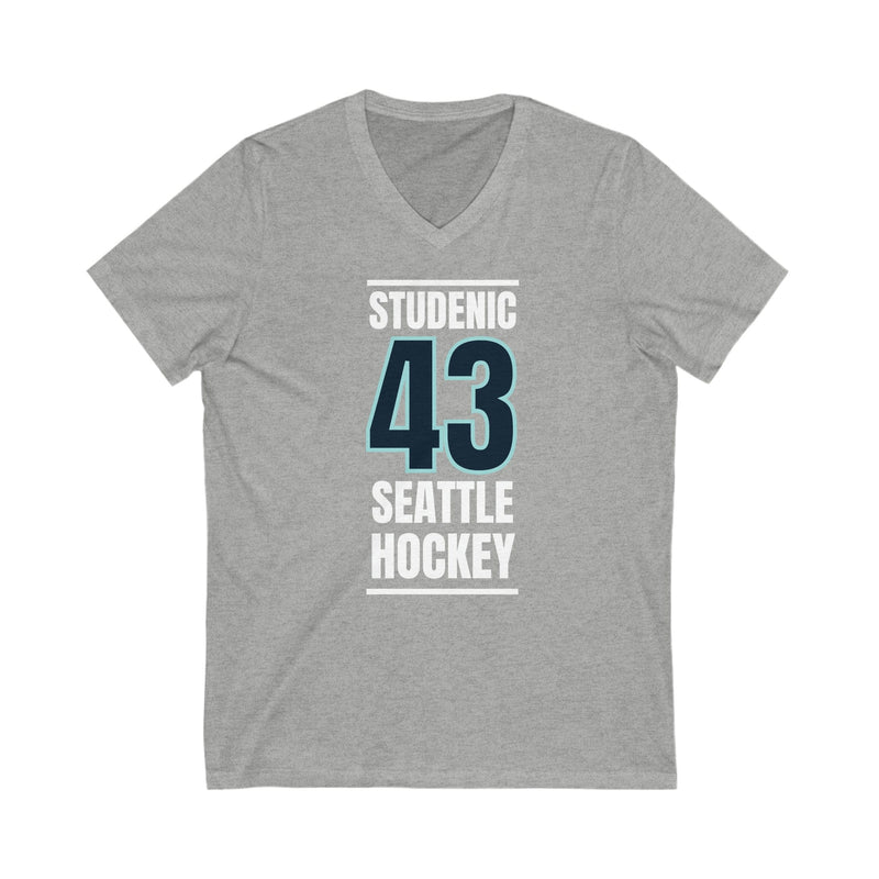 V-neck Studenic 43 Seattle Hockey Black Vertical Design Unisex V-Neck Tee